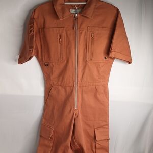 Wondery Orange Short Sleeve Jumpsuit NWT